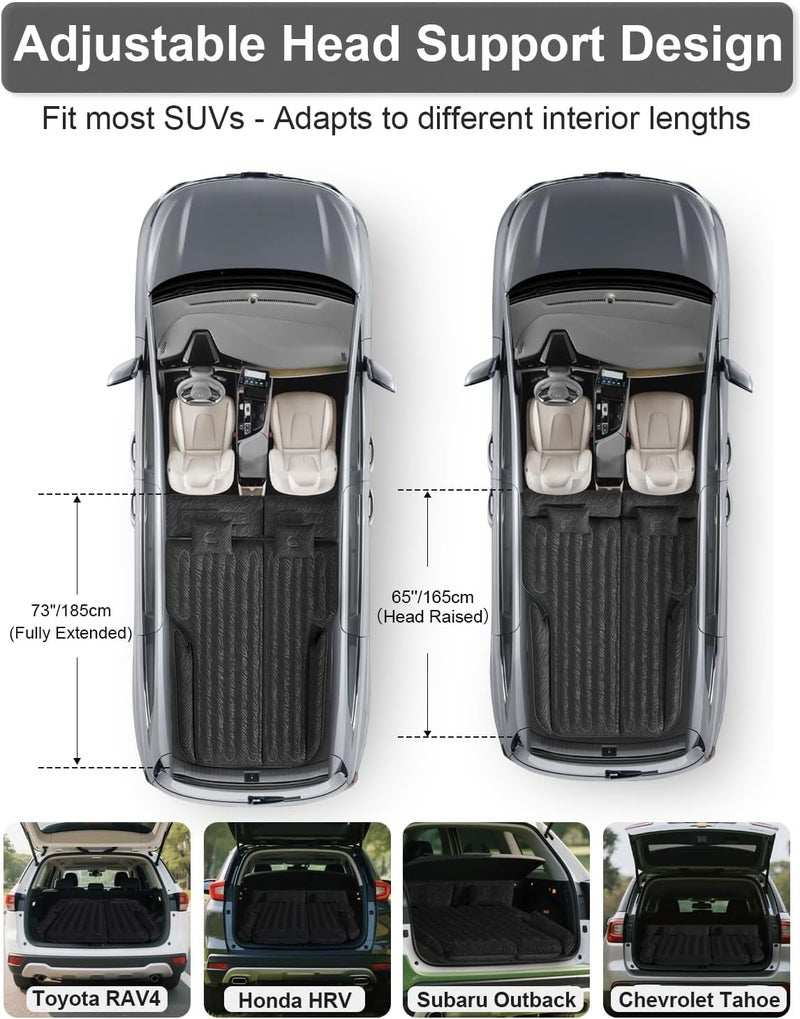 Umbrauto SUV Air Mattress, Quick Inflation Inflatable Car Camping Bed for Back Trunk Sleeping, Flocked Surface/Leakproof PVC/Reinforced Bottom Airbed Fits Most SUVs with Pump, Pillows, Carry Bag - Image 5